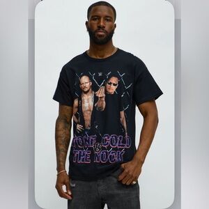 WWE Stone Cold vs. The Rock Black Graphic Tee